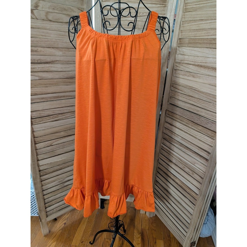 Aimage Women's Summer Combination Midi Dress Orange Size Small